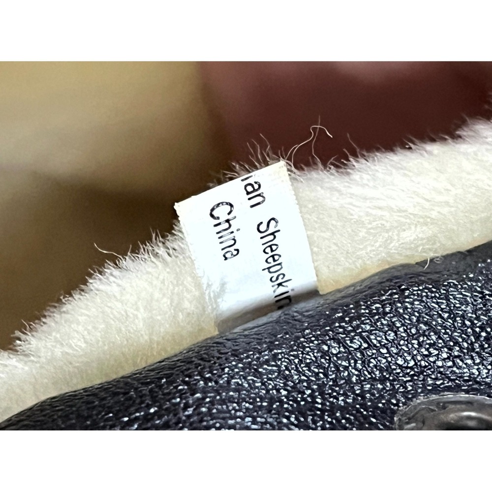Vintage Y2K Pingguo Sheepskin Shearling Leather Vest Women XL Black Button Front - Picture 11 of 14